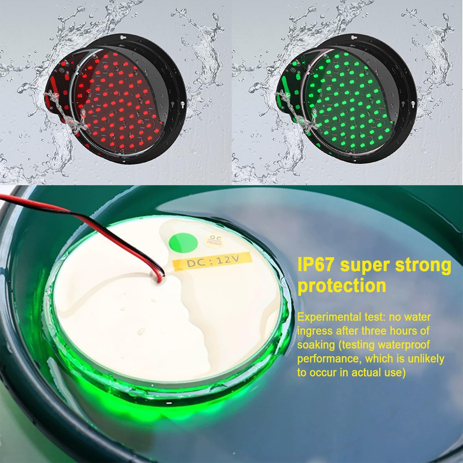 Luces de tráfico LED, luz de advertencia indicadora montada en la pared, rojo/verde para soluciones de acoplamiento, IP67 impermeable, Plug & Play para uso en interiores y exteriores