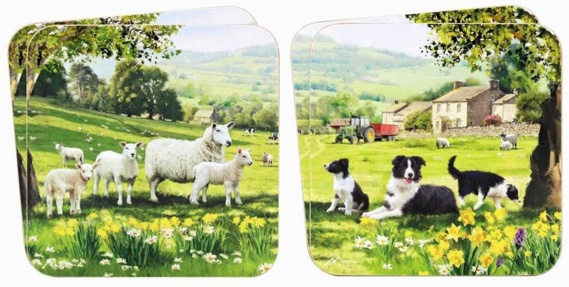 The Leonardo Collection Border Collie And Sheep Set Of 4 Coasters