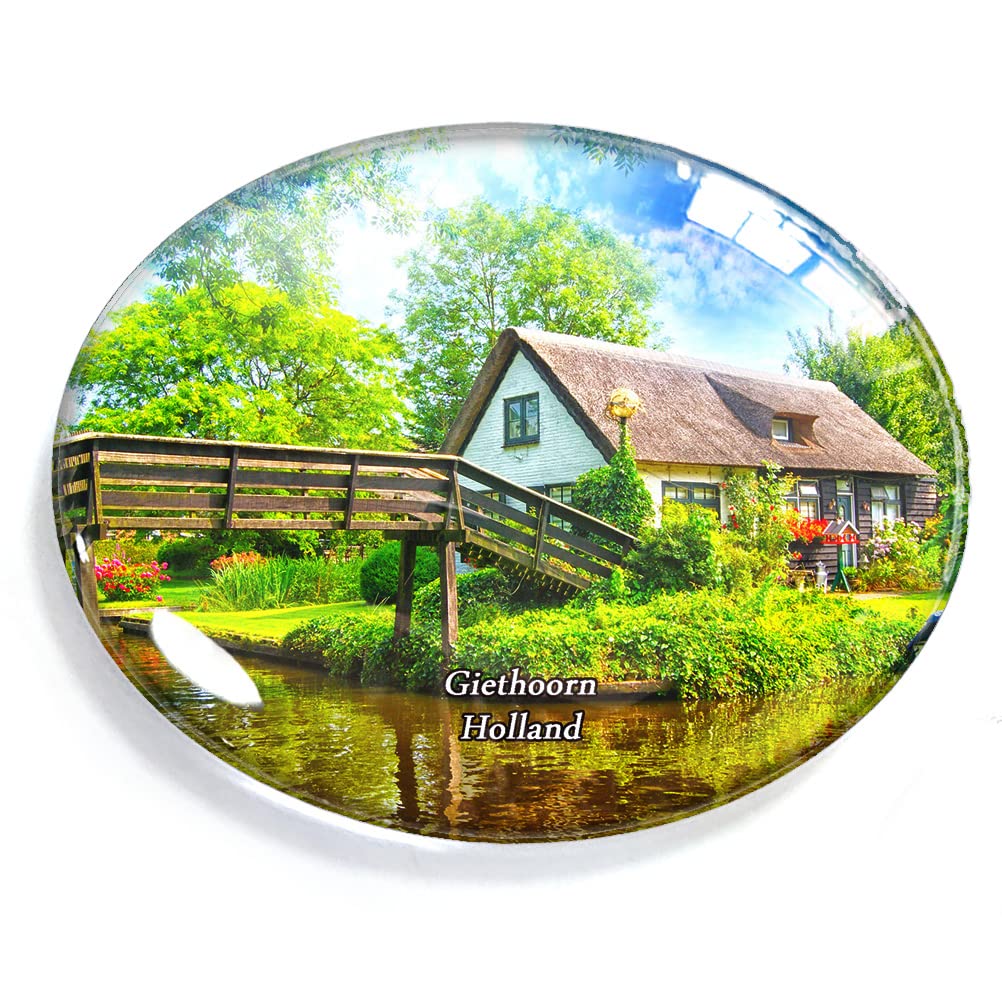 Giethoorn Holland Magnet Fridge Refrigerator Freezer Magnet Sticker Souvenir Decorations Oval Crystal Magnet Kitchen Whiteboard