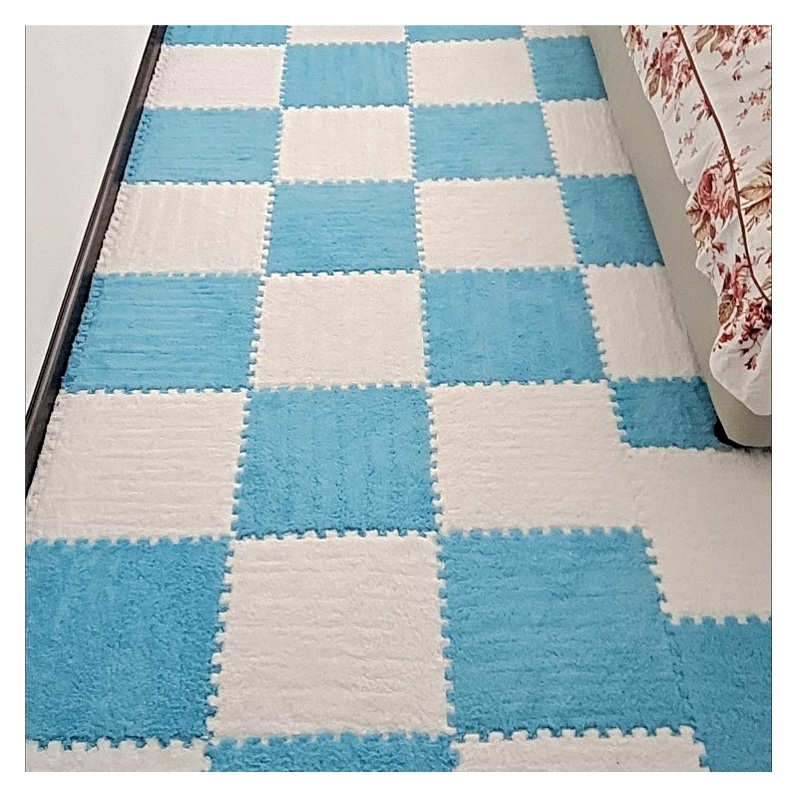 Lot de 20 tapis de sol en mousse à emboîter en peluche - 30 x 30 cm - Gris et blanc - Tapis puzzle doux pour chambre d'enfant et salle de gym Lot de 20 tapis de sol en mousse à emboîter en peluche - 30 x 30 cm - Gris et blanc - Tapis puzzle doux pour chambre d'enfant et salle de gym