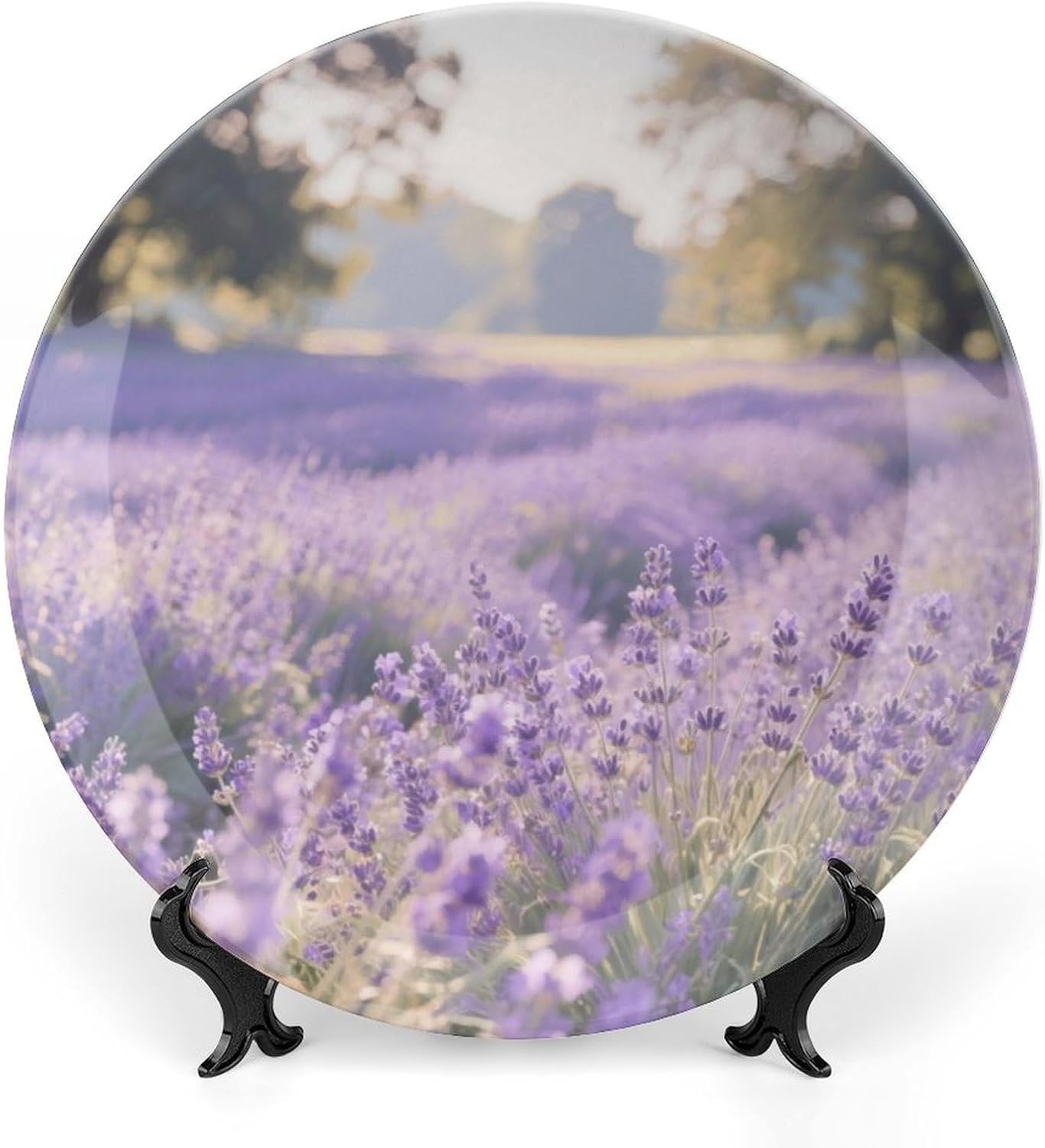 Bone China Decorative Plates Lavender Ceramic Decorative Plate Wall Decor with Display Stand Ceramic Ornaments for Wall Hanging Decoration