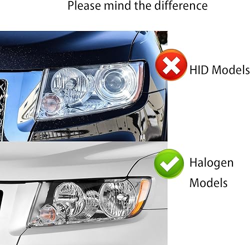 Miniatura 3 de Conjunto de faros delanteros compatible con Jeep Grand Cherokee 2005 2006 2007 reemplazo de faros delanteros halógenos para el lado del conductor y
