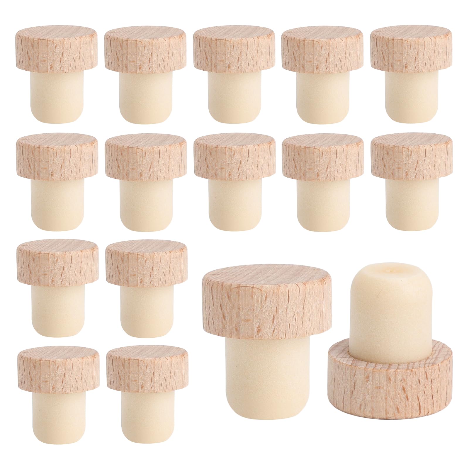 16 Piezas Corchos de Vino para Botellas, Tapones de Corcho Reutilizables, Tapones para Botellas de Vino para Bar, Restaurante y Uso Doméstico