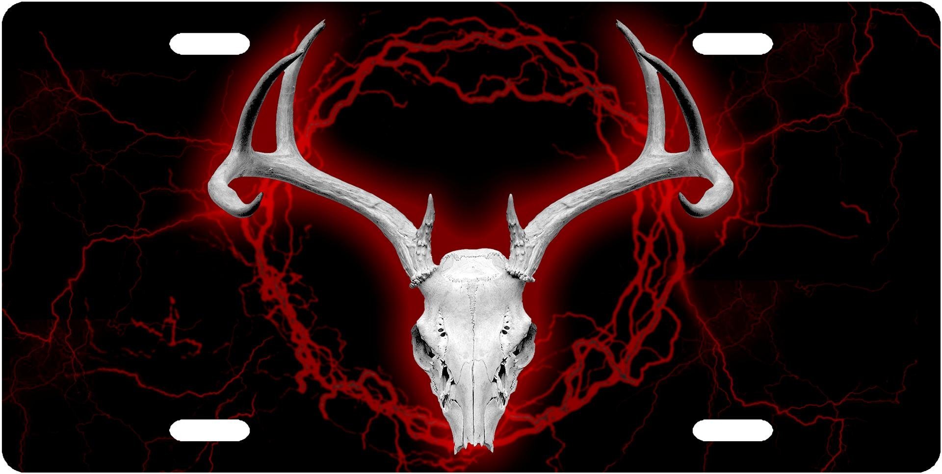 Red Deer Skull License Plate Novelty Tag from Redeye Laserworks