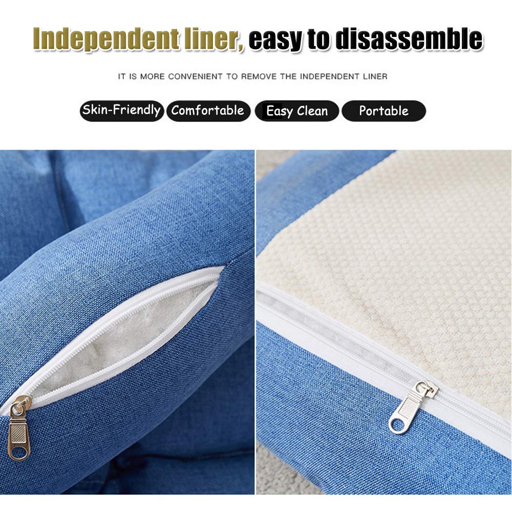 Generisch Silla de suelo portátil de lino de algodón, plegable, con respaldo reclinable, 5 posiciones, suave y transpirable, para meditación, yoga, videojuegos, carga máxima