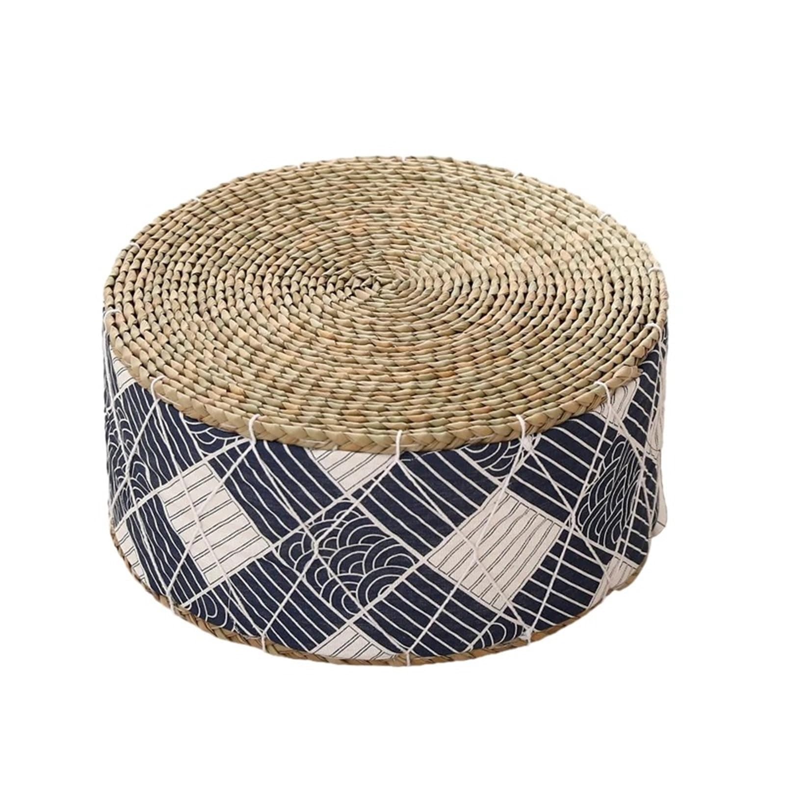 Coussin tatami en paille rond coloré 30x20cm pour sol et assise de méditation