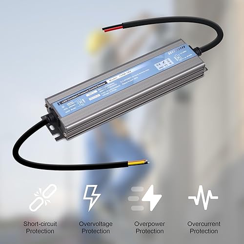 Miniatura 5 de QNNP Controlador LED 150 vatios 12V CC transformador de bajo voltaje impermeable IP67 adaptador de transformador AC 100V-120V a 12V DC, fuente de