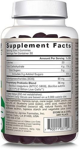 Miniatura 10 de Jarrow Formulas Suplemento dietético probiótico  prebiótico para apoyo digestivo flora intestinal  salud inmunológica 2 mil millones de CFU 2 cepas