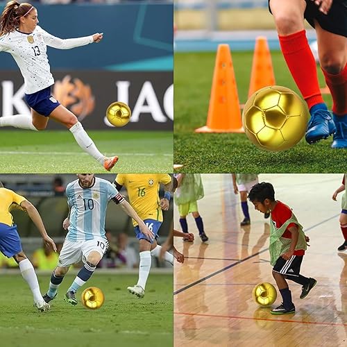 Miniatura 3 de Linkidea Balón de fútbol de color oroplateado, balón de fútbol oficial de tamaño de partido dorado, idea de regalo para fútbol de estilo libre y