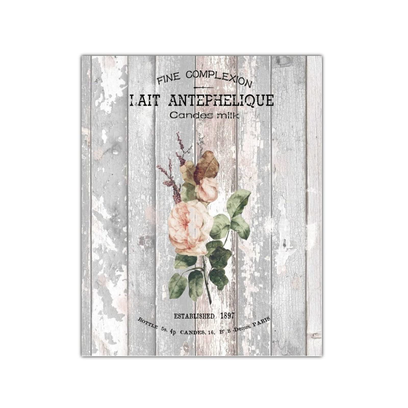 Bouquet de fleurs français : plaque en bois vintage rustique de 40x50 cm