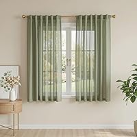 Vista 58 de MYSKY HOME Cortinas traslúcidas de 63 pulgadas de largo para dormitorio, paneles de cortina para ventana que filtran la luz, protegen la privacidad