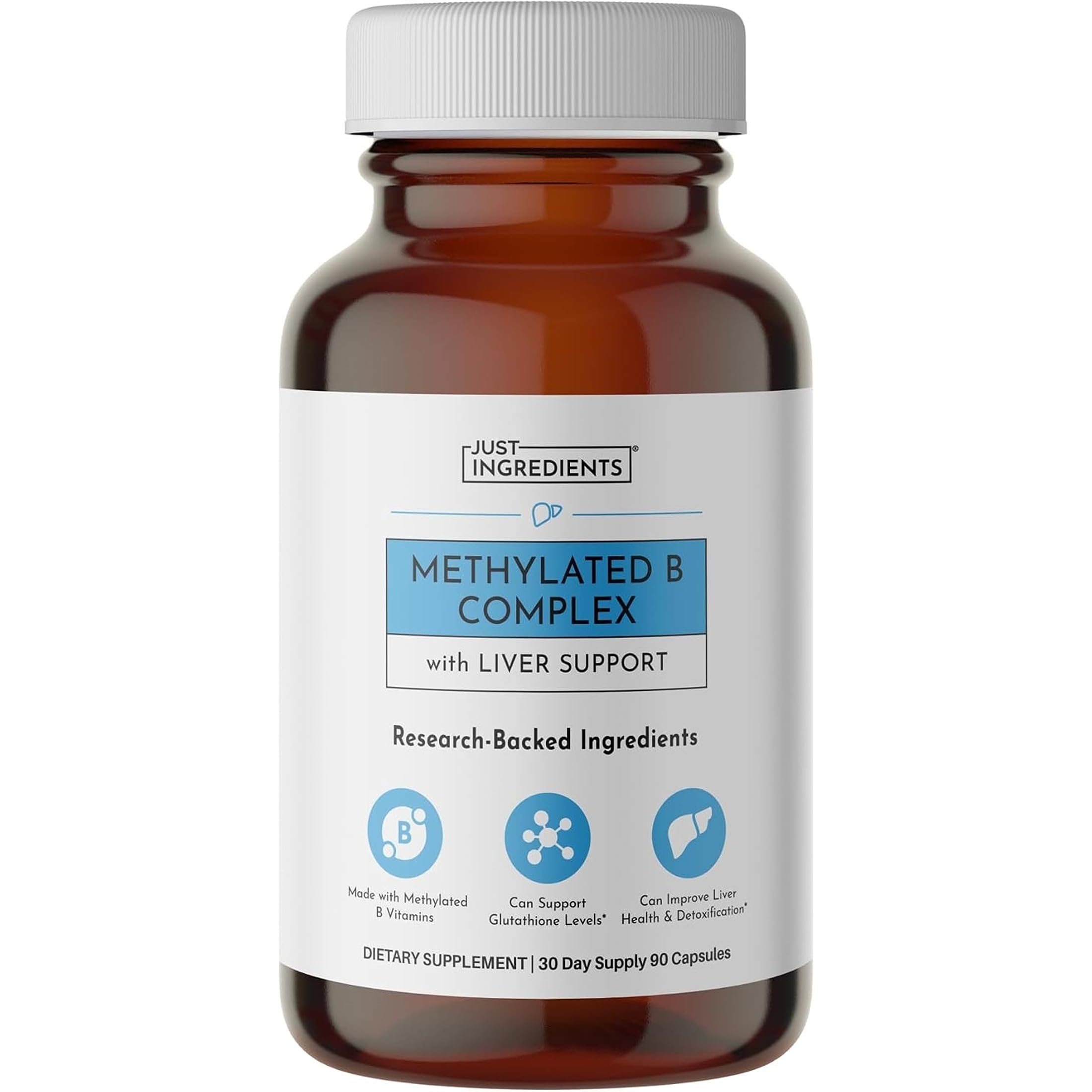 JUST INGREDIENTS Methylated B Complex - Liver & Energy Support - 90 Caps