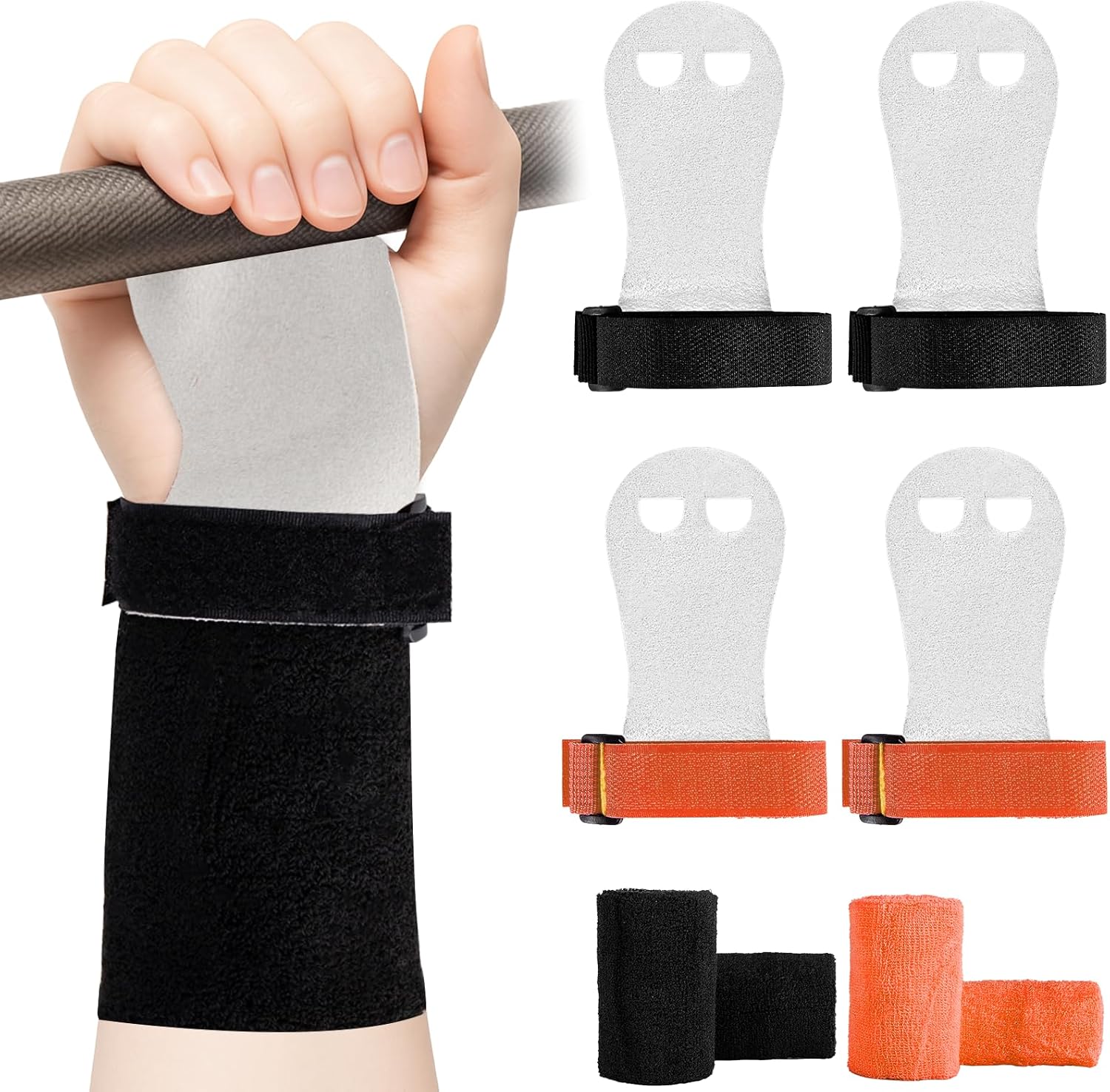 2 Pairs Gymnastics Hand Grips, Gymnastics Equipment for Kids, Gymnastics Wristbands Sets, Gymnastic Bar Grip Gloves and Gymnastics Wrist Support Sports Accessories for Workout Exercise