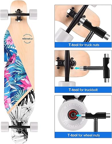 Miniatura 2 de Slendor - patineta longboard de madera de arce (42.0in), para freestyle, curvatura cóncava