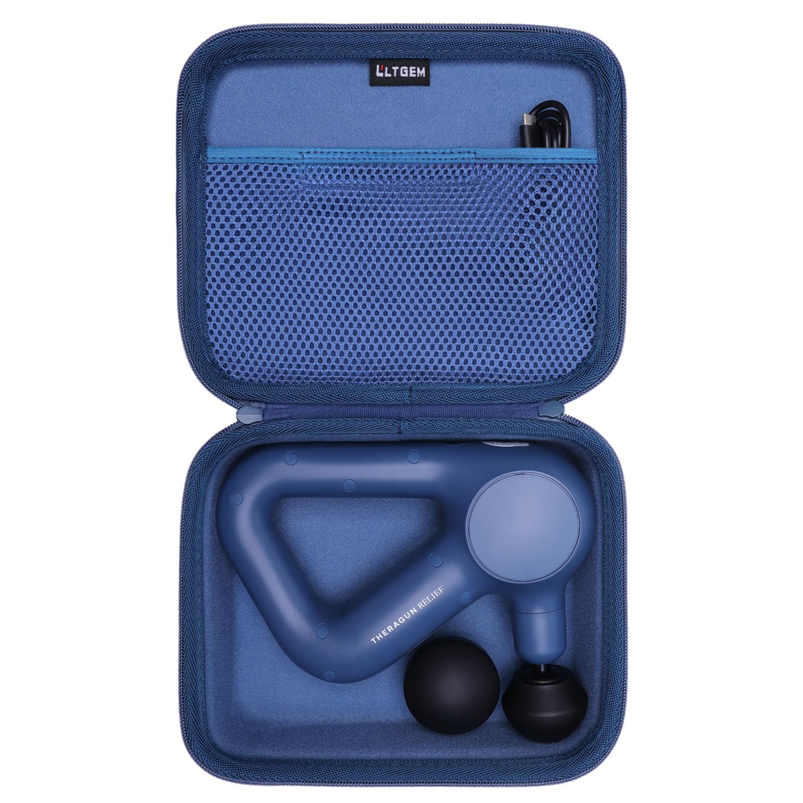 LTGEM Massage Case Compatible with TheraGun Relief Handheld Percussion Massage Gun/Neck/Back/Leg/Shoulder Massage Gun - Travel Protective Carrying Storage Bag, Blue(Case Only)