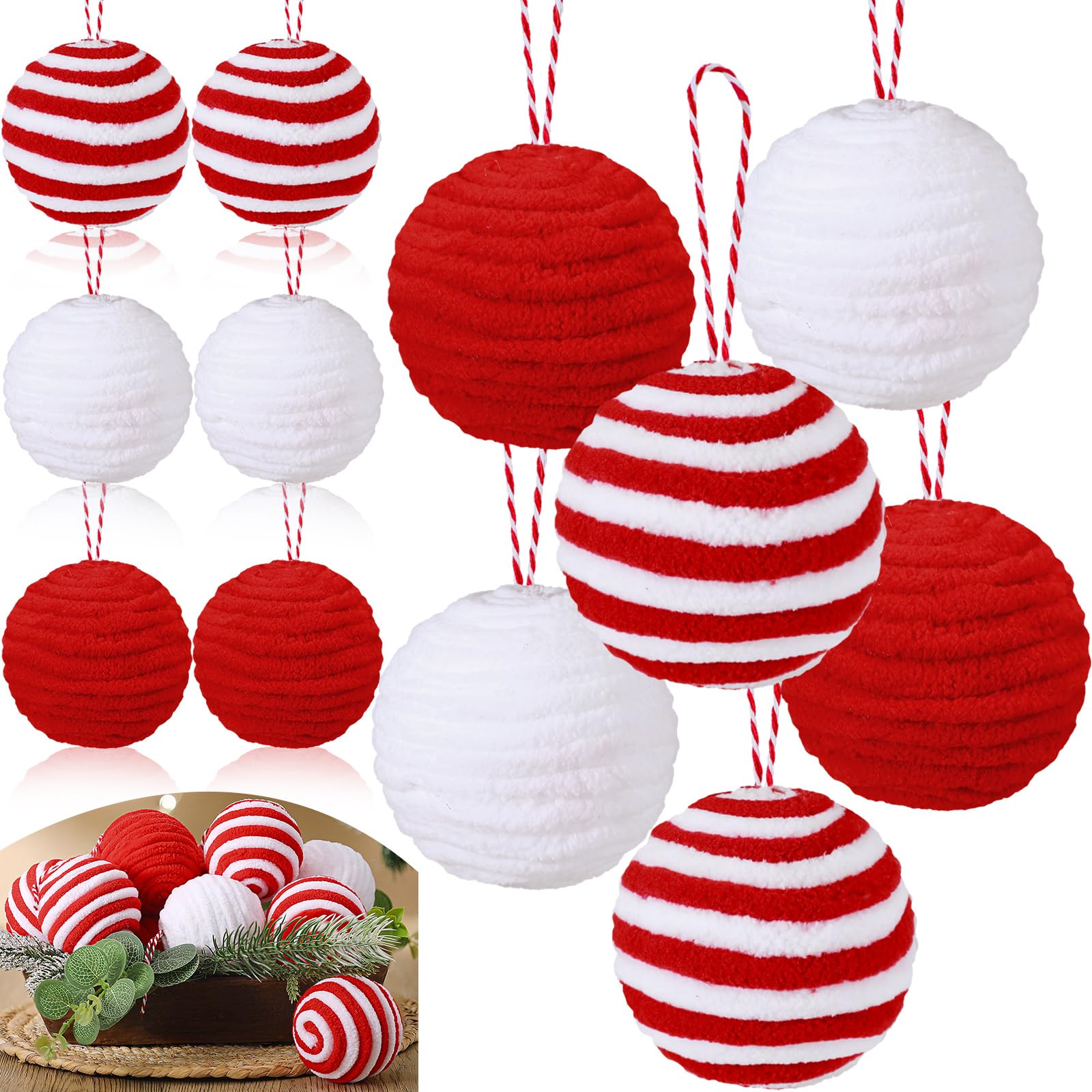 Amazon.com: Syhood 12 Pcs Red and White Candy Christmas Ornaments