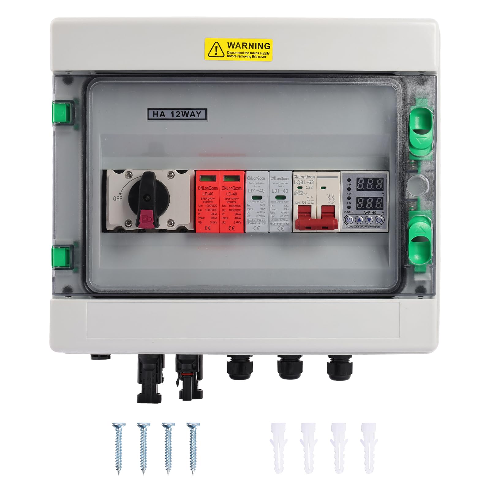 DC 1000V / AC 230V Distribution Box Photovoltaic DC Combiner Box IP65 Waterproof for Home Industrial Park Commercial Building Warehouse