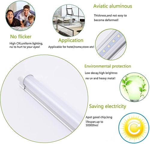 Miniatura 5 de Paquete de 8 lámparas LED T8 de 4 pies para tienda, 24 W, 4 pies, tubo integrado, cubierta lechosa, 6000 K, luz diurna de una sola tira para