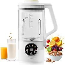 40oz Nut Milk Maker Machine, Automatic Plant Milk Maker with 10 Blades, No Soaking Needed, Smooth Almond Oat Soy Milk & Juice, 12H Delay Start, Auto-Clean, Safety Lock