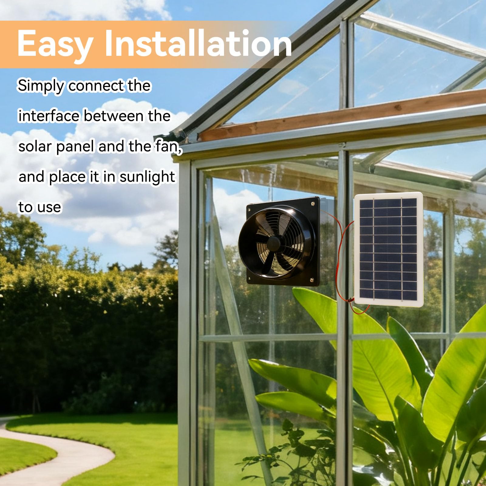 Kit Ventilateur Panneau Solaire 100mm Échappement 10W 12V Pour Serre Extérieur
