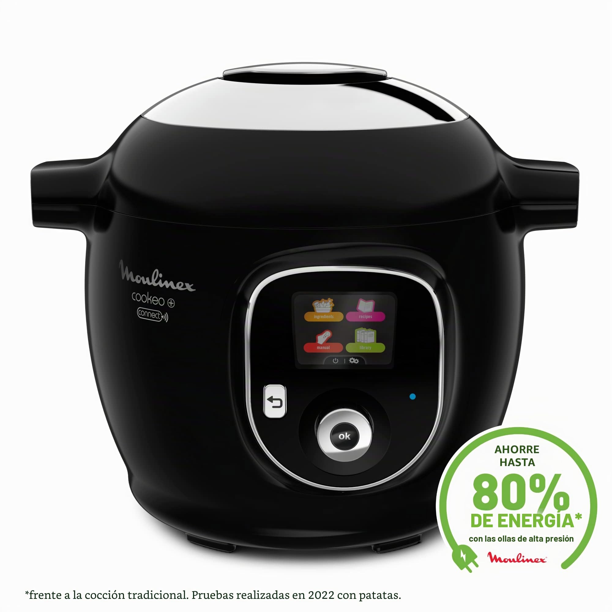 Moulinex Olla multicocción inteligente de alta presión, 6 litros, 150 recetas, 6 modos de cocción, guía paso a paso, uso fácil y rápido Negro