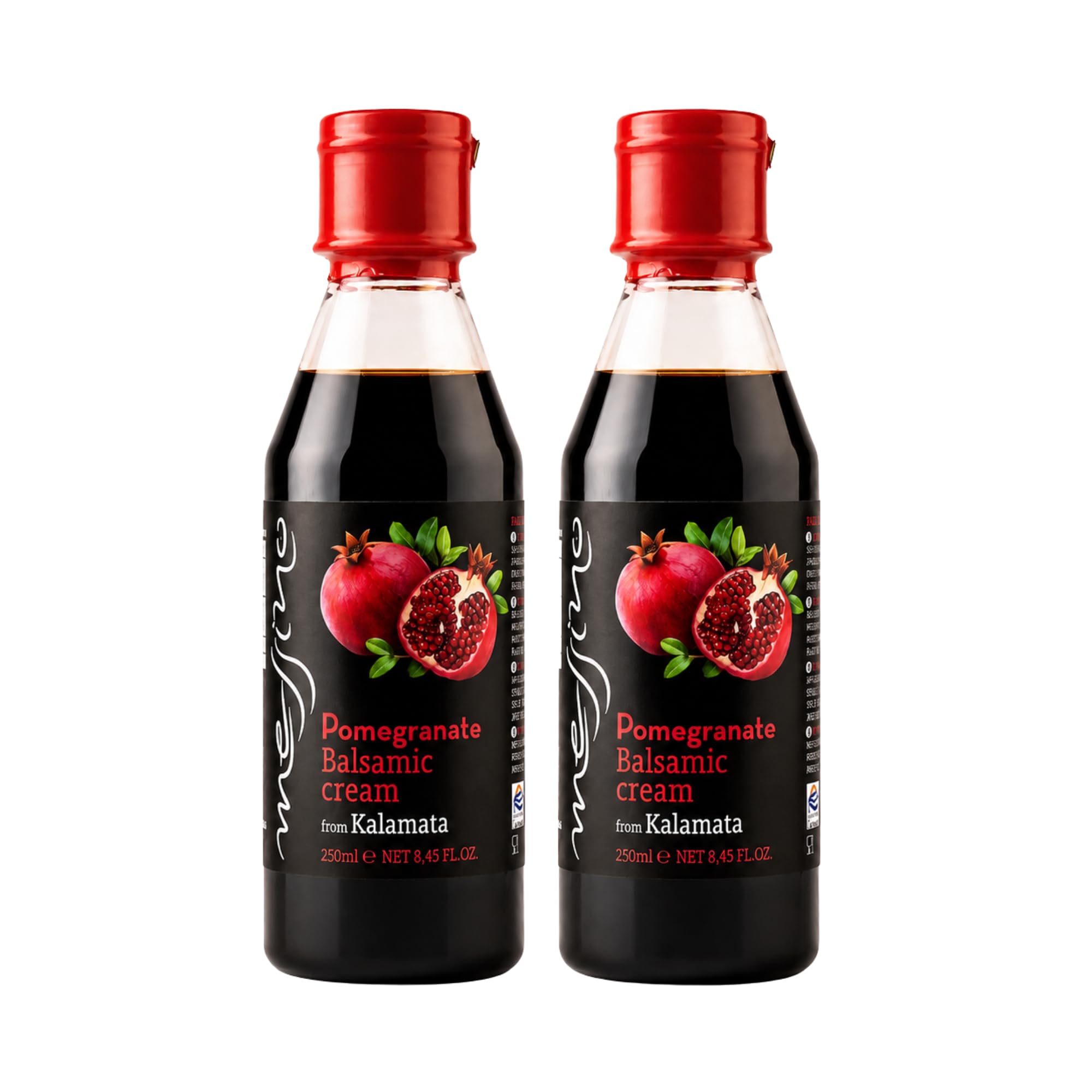 Messino Greek Pomegranate Balsamic Cream – Pack of 2 x 250ml (500ml Total) | Sweet & Fruity Dressing for Salads, Meat, Pasta & Desserts | Vegan, No Added Sugar