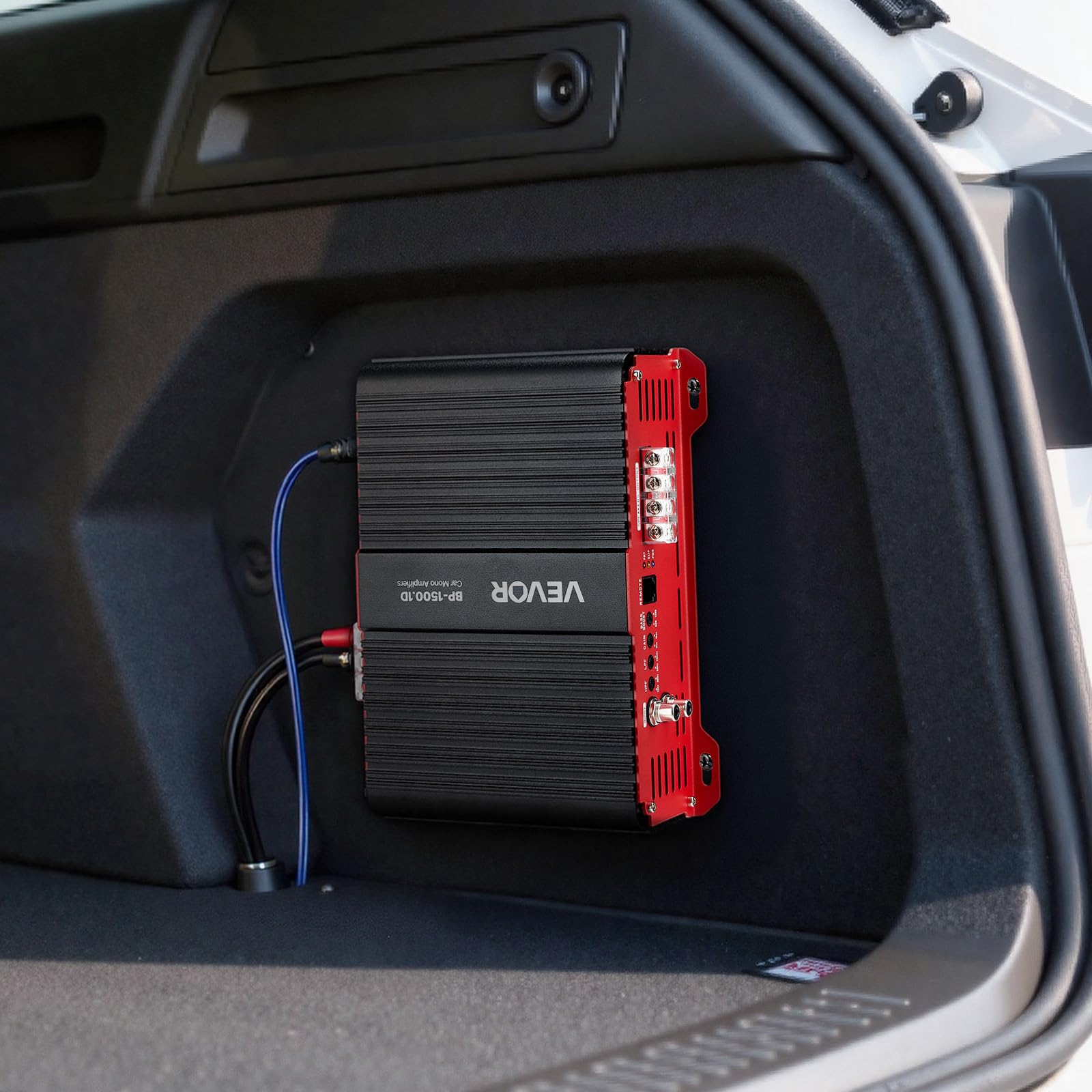 VEVOR Amplificador Monobloque para Coche de 1500 W, RMS MÁX. 1/2/4 Ohmios, Clase D, 1 Canal, con Control Remoto de Nivel de Subwoofer, Filtro de Paso Bajo, Refuerzo de Graves y Control de Volumen