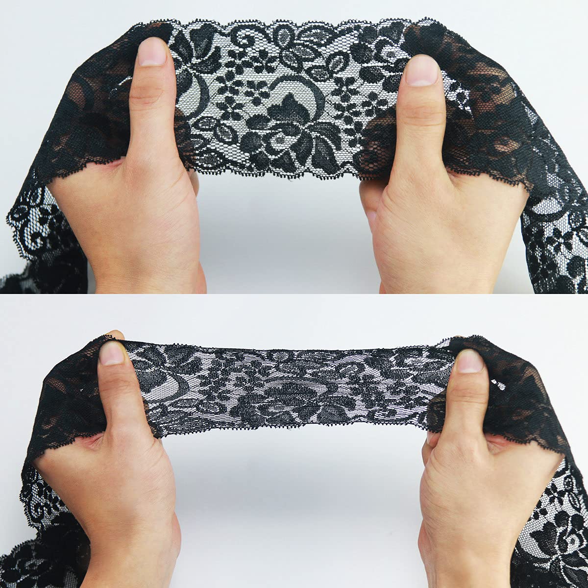 1.2 Inch Wide Stretch Lace Ribbon - 10 Yards Floral Elastic Trim For Sewing & Crafts