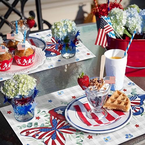 Vista 880 de Juego de 6 manteles individuales rojos para el día de San Valentín, diseño de corazón de San Valentín, resistentes al calor, lavables, manteles