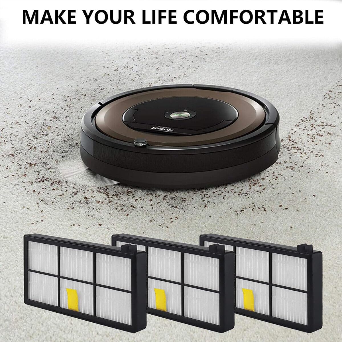 iRobot Roomba 890 新品フィルター3個付 Amazon.com - 3 Pack Hepa Filter Filters Replacement For irobot