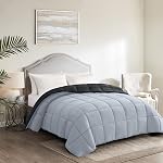 Homelike Moment Comforter King Size - Black Duvet Insert Down Alternative Bed King Comforter, Lightweight Bedding Comforters Quilted Soft All Season Reversible Black/Light Grey