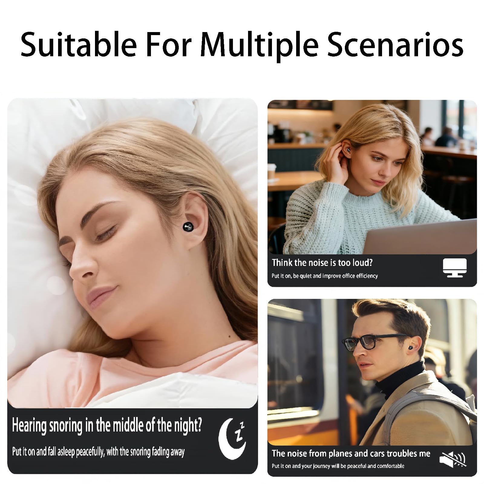 Tapones para los oídos para dormir con cancelación de ruido de 45 dB, tapones para los oídos con reducción de ruido con 8 tapones reutilizables y funda de transporte, tapones para los oídos ultra