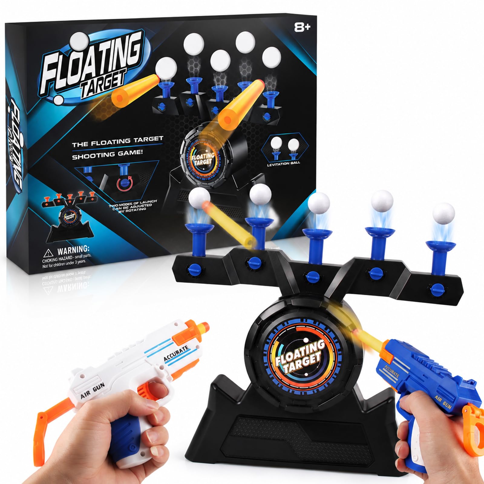 ROCKY&CHAO Floating Target Shooting Game, Hovering Target Toy, 2 Blasters