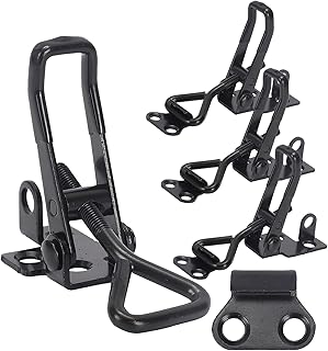 4Pack Toggle Latch Clamp 4003 Style, Heavy Duty Adjustable Toggle Clamp Latch 1320 Lbs Holding Capacity, Quick Release Hasp Clamps, Black Pull Tight Metal Latches for Smoker Door Tool Box Trunk Clamps