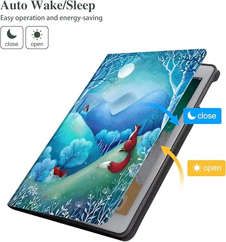 Miniatura 5 de Vmorco - Funda para iPad de 6 y 5 generación, diseño de zorro rojo de 9.7 pulgadas, para iPad de 6 y 5 generación, ángulo ajustable, encendido y