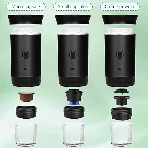 Miniatura 4 de Cafetera portátil 3 en 1, máquina de café expreso autocalentable, cafetera de viaje recargable por USB, compacta para oficina, viajes, camping,