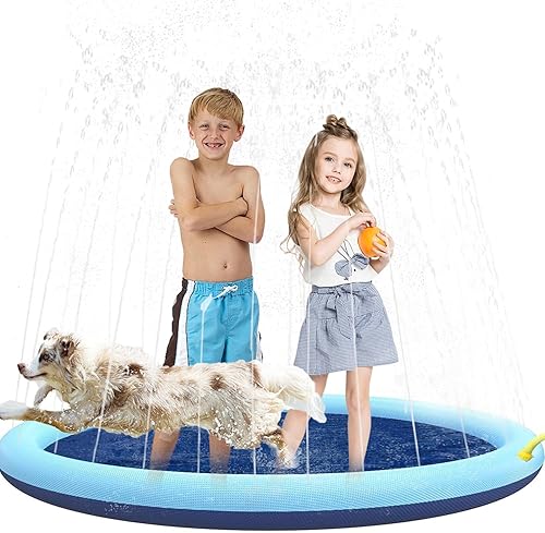 Rociador de agua para jugar al aire libre para niños y perros, alfombra de juego de agua al aire libre de 67 pulgadas, juguete inflable de verano