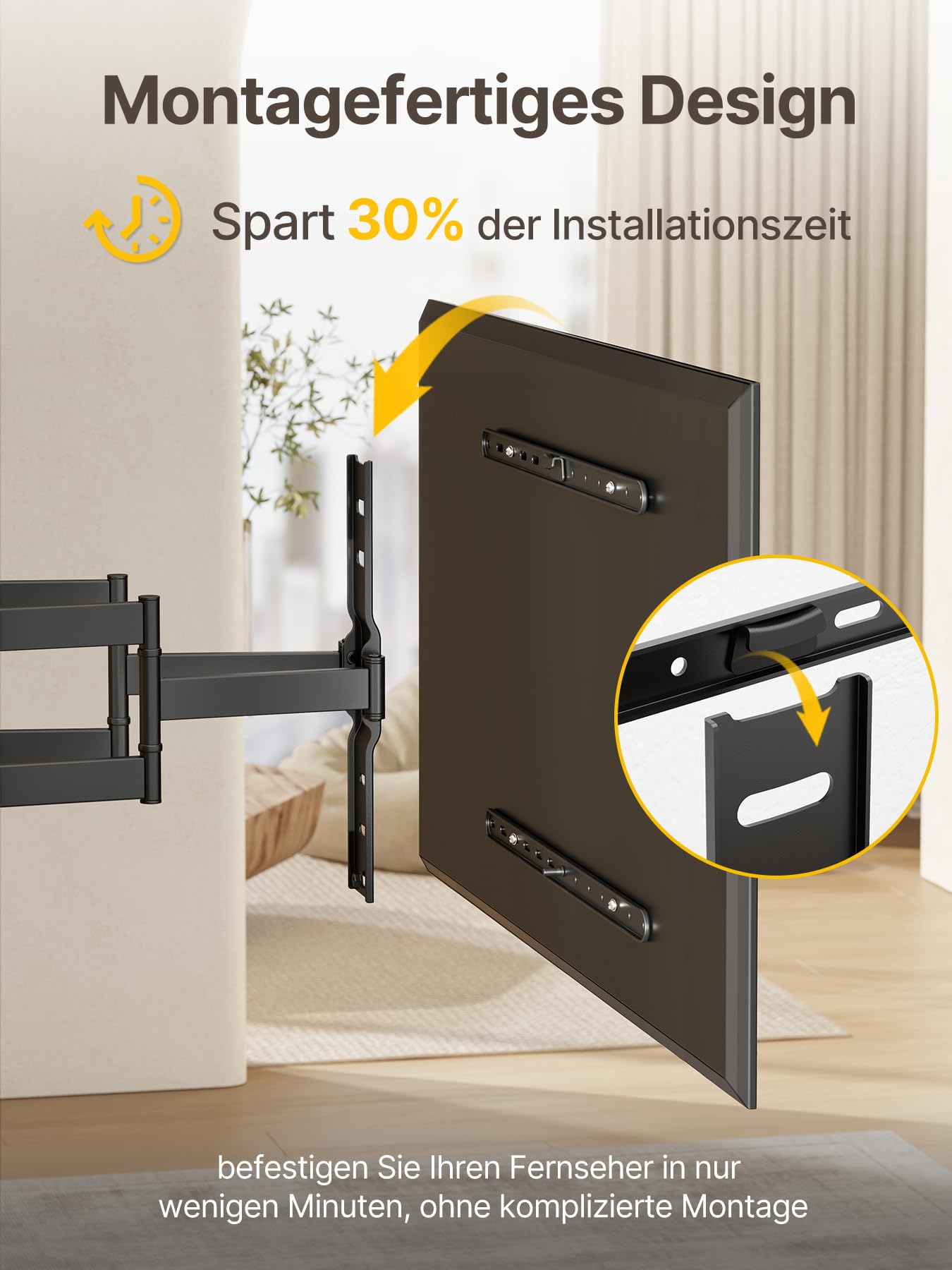 monTEK Ultra Slim TV Wandhalterung Schwenkbar für 43-90 Zoll Fernseher, 1,1" dünne TV Halterung Vollbewegliche Wandhalterung, doppelt schwenkbar, max. VESA 600x400 mm, bis zu ~60 kg
