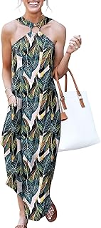ANRABESS Women's Summer Casual Criss Cross Sundress Sleeveless Split Maxi Long Beach Dress with Pockets