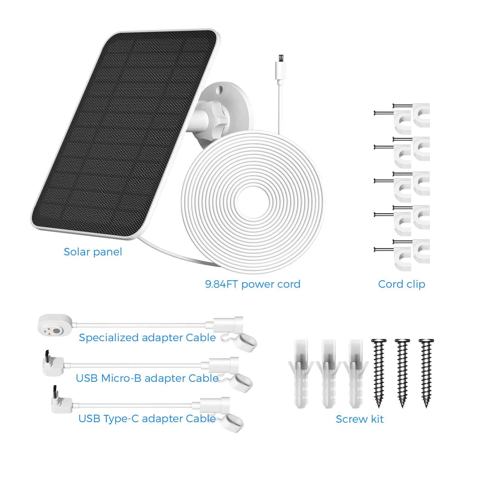 5V 4W Arlo Solarpanel-Ladegerät,kompatibel mit Arlo Pro 3/4/5,Ultra,Pro 3 Floodlight,Go 2,Essential Outdoor 2. Generation,Essential 1.Generation,mit integriertem 2000mAh Akku und 4 m langem Stromkabel