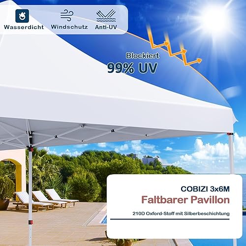 Miniatura 9 de COBIZI - Toldo desplegable de 10 x 20 pies con paredes laterales, toldo comercial impermeable, glorieta instantánea para exteriores, protección UV,