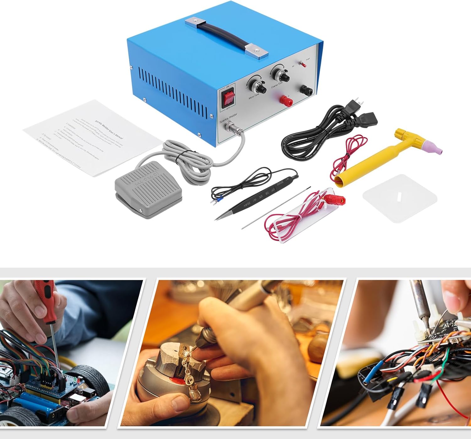 Permanent Jewelry Welder Jewelry Spot Welding Machine, 80A 110V 600W Portable Professional Precise Jewelry Spot Welder Electric Soldering Machine Gold Silver Jewelry Tool Spot Welder Kit (Blue)