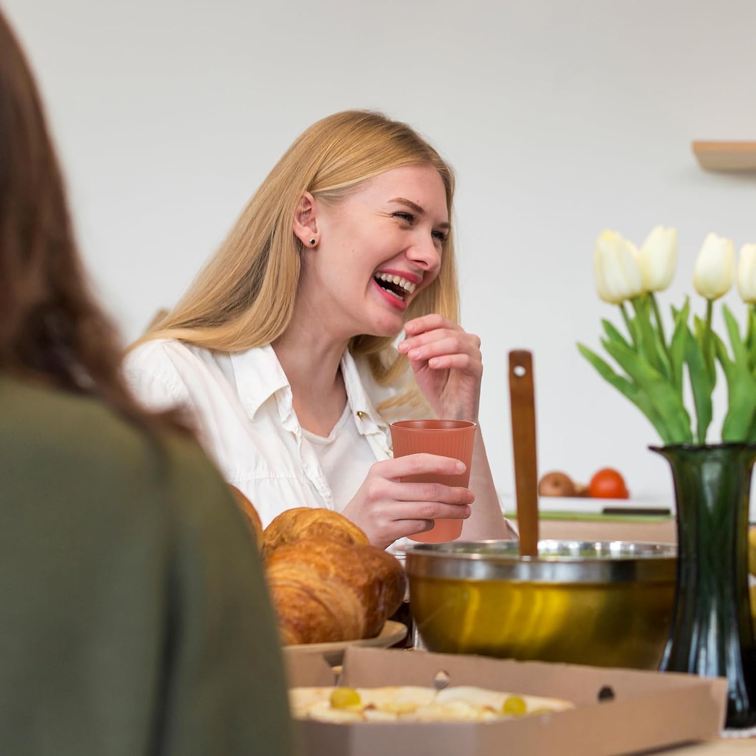 8 Pcs Wheat Straw Cups, Unbreakable Drinking Cup, BPA-Free Dishwasher Safe Water Glasses with 8 Colors for Drinking Water, Juice,Milk, Soda, Coffee,Easy to Clean & Reusable, 13.5 oz - Image 7