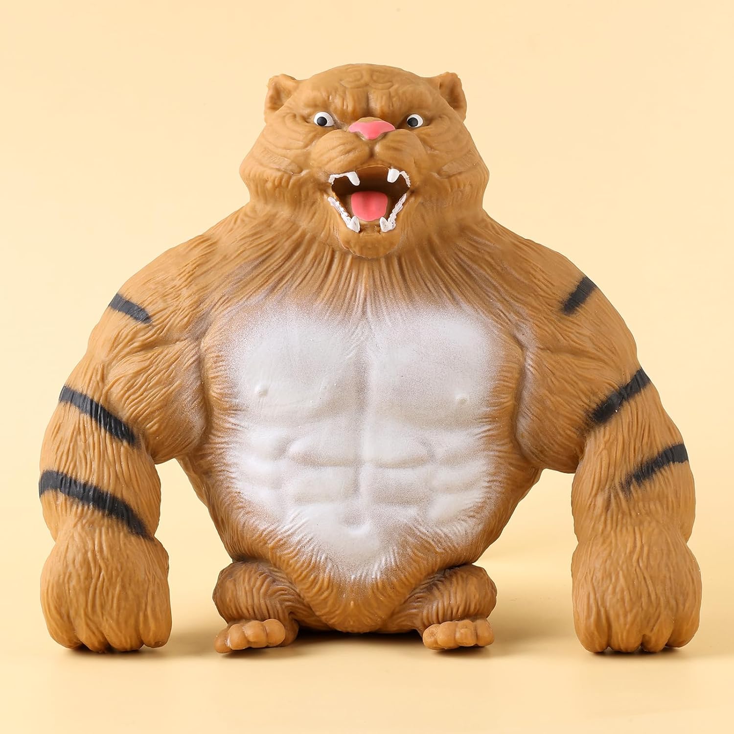 Squishy Tiger Toy – Giant Stretchy Stress Relief for Kids & Adults, 9" Big Tiger Squishies Filled with Quartz Sand, Soft TPR Squeeze Fidget Like Monkey & Gorilla Stretch, Funny Stress Ball Gift