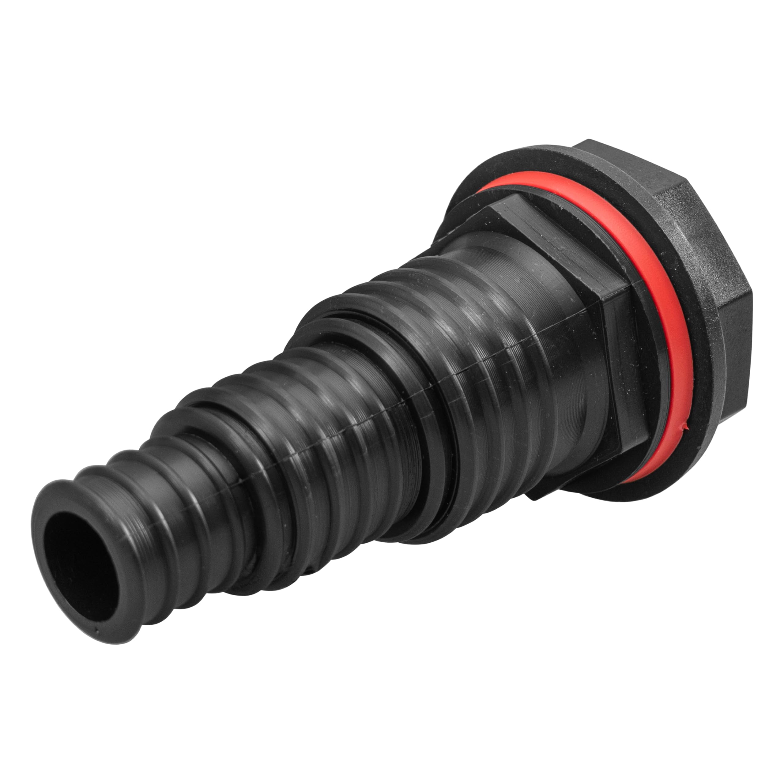 Multi sized stepped connectors with nut and washer,ideal for garden water butts,ponds and tanks (fits 20,25,32mm pipe (33mm hole))