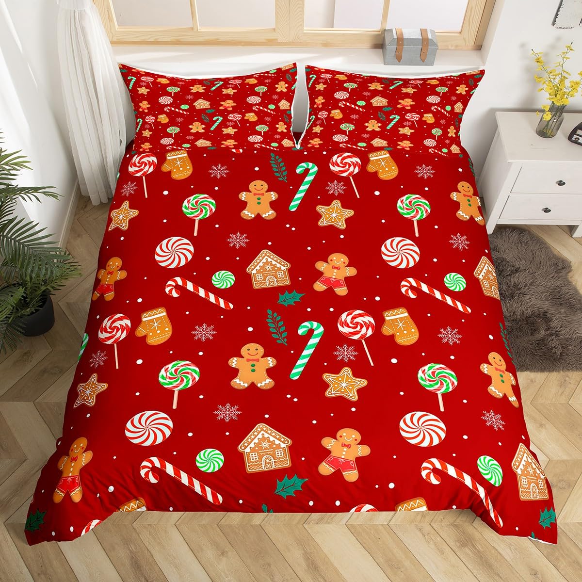 Housse de couette rouge Noël 240x220 pour décorer son lit en hiver