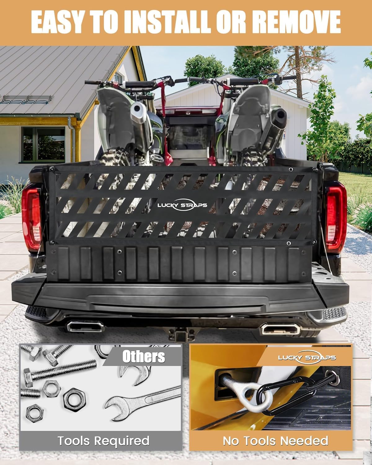 Filet de hayon de Camion Facile à Utiliser avec Une Excellente Protection UV, 127 x 38,1 cm, Convient à la Plupart des camions de Taille Moyenne de Chevy, Ford, Toyota, GMC, Dodge RAM, Jeep (Noir)