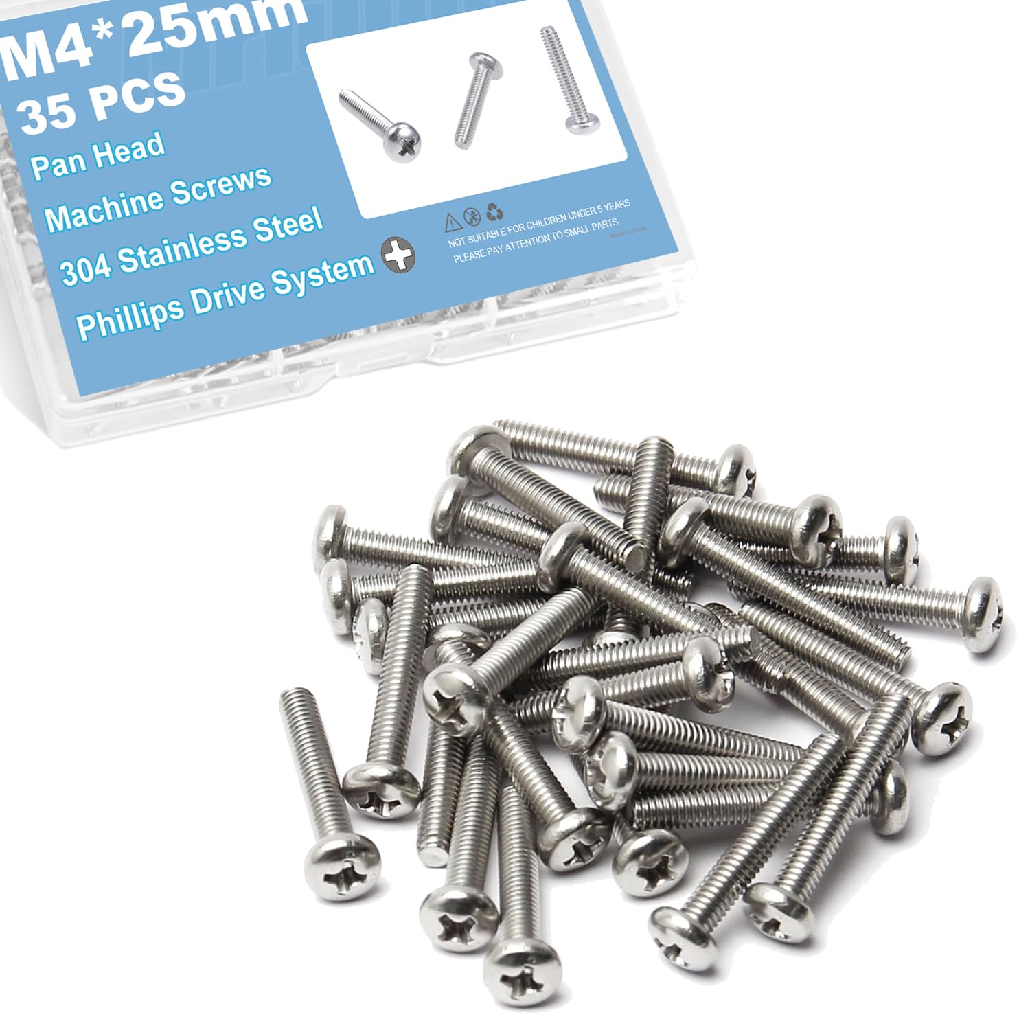 M4 Stainless Steel Machine Screws - 30 Pack -10
