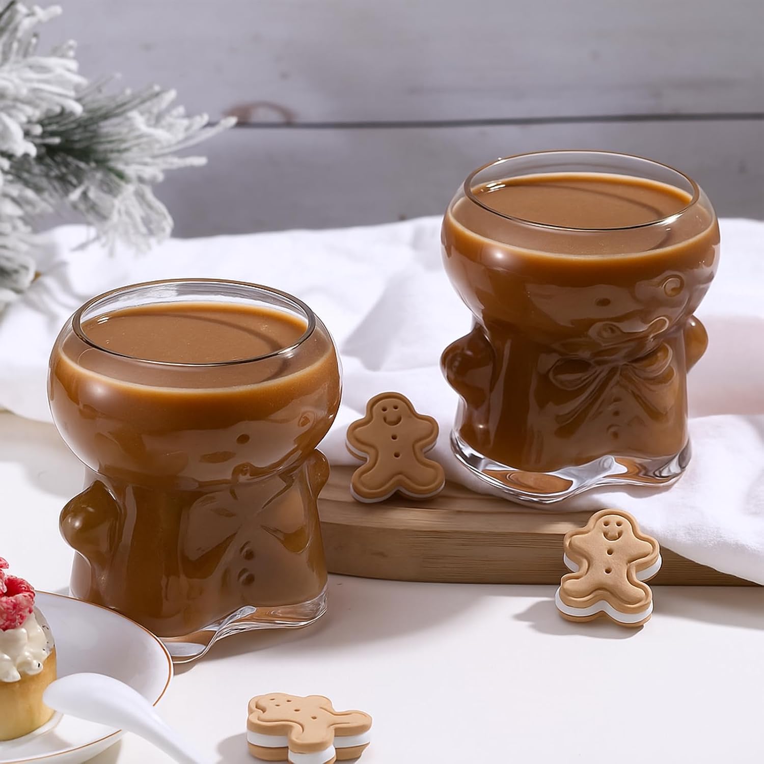 2 Pcs Christmas Gingerbread Man Drinking Glasses 20oz Novelty Mug