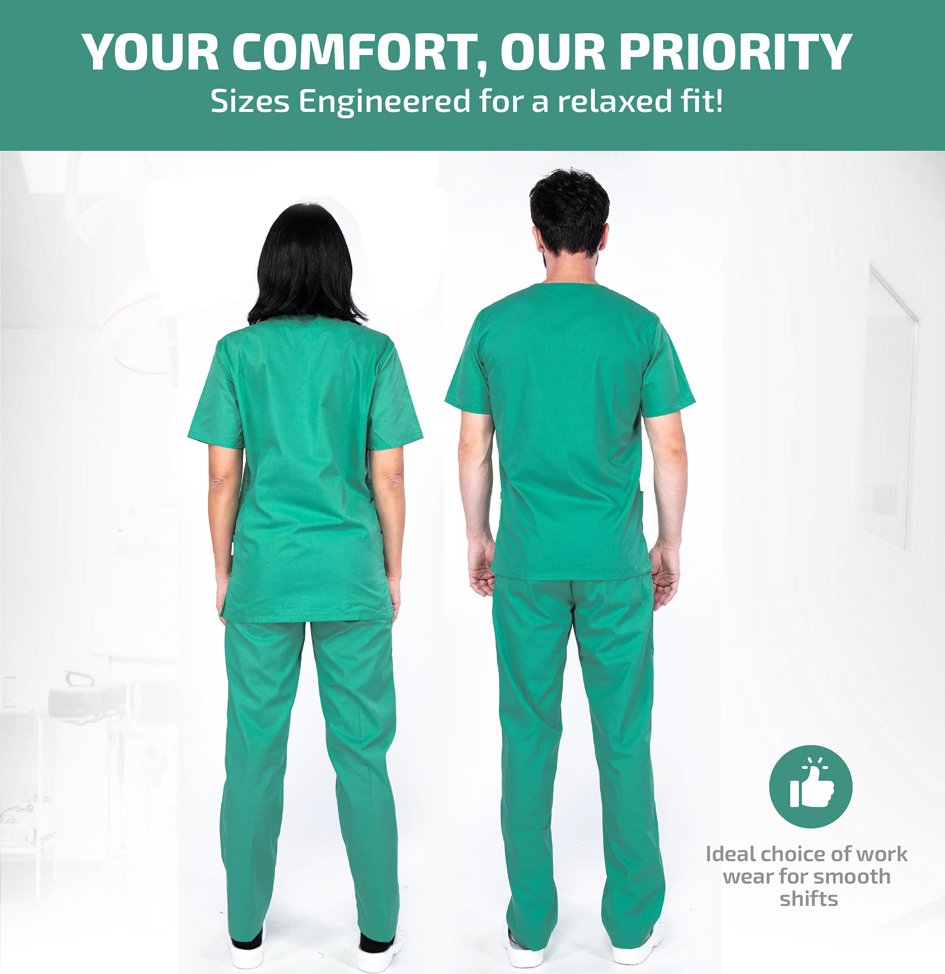 MAZALAT work wear Vêtements médicals Unisexe- Tenue Infirmiere Professionnelle, Tenue Aide Soignante Professionnelle, Coupe Souple Et Confortable, Tissu Respirant, Tenue Aide Soignante Femme Homme